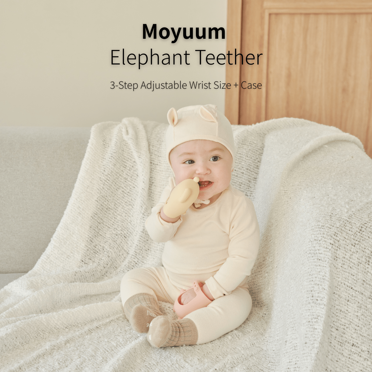 Moyuum Adjustable Elephant Teething Glove with Case – Baby Teether Set - Mamarang