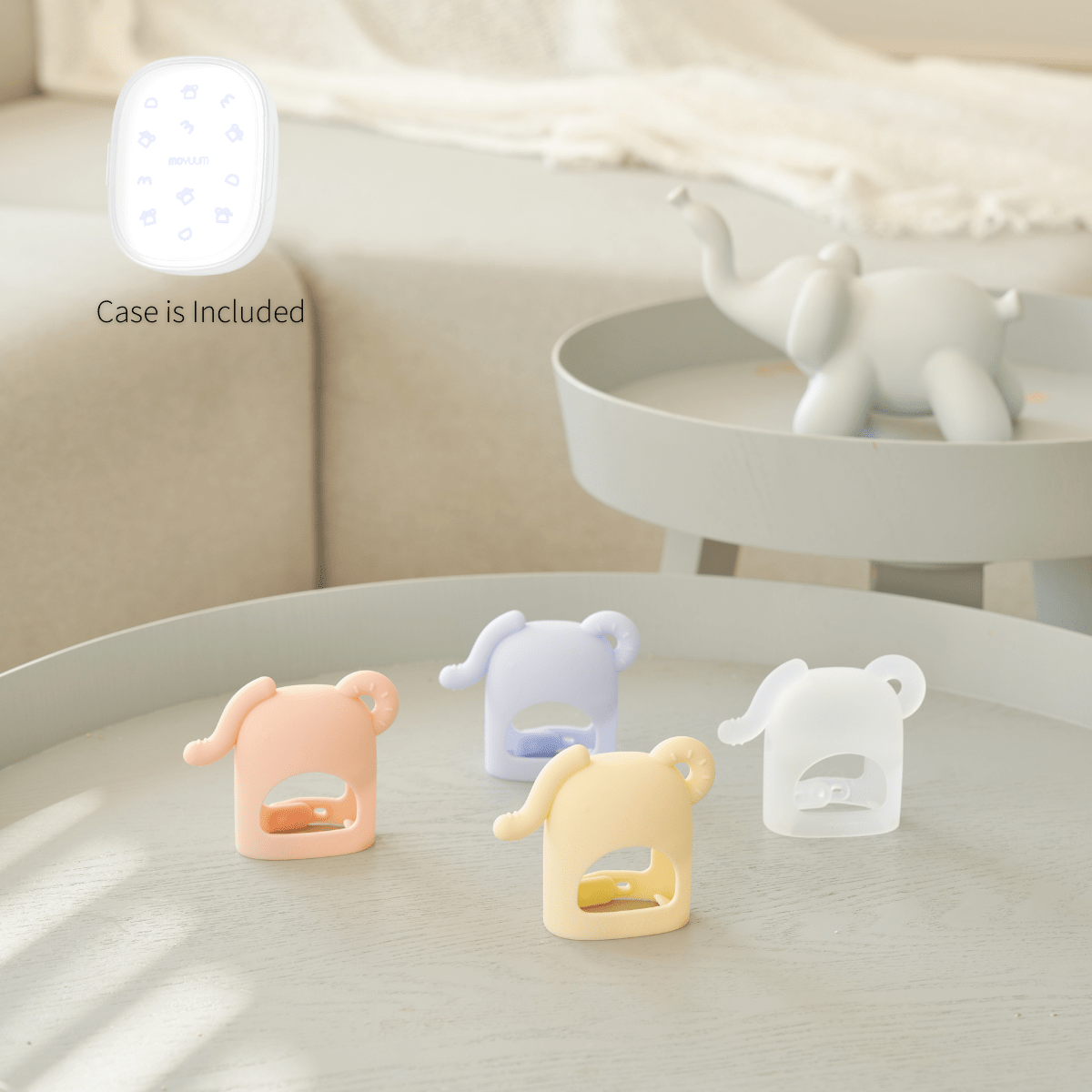 Moyuum Adjustable Elephant Teething Glove with Case – Baby Teether Set - Mamarang