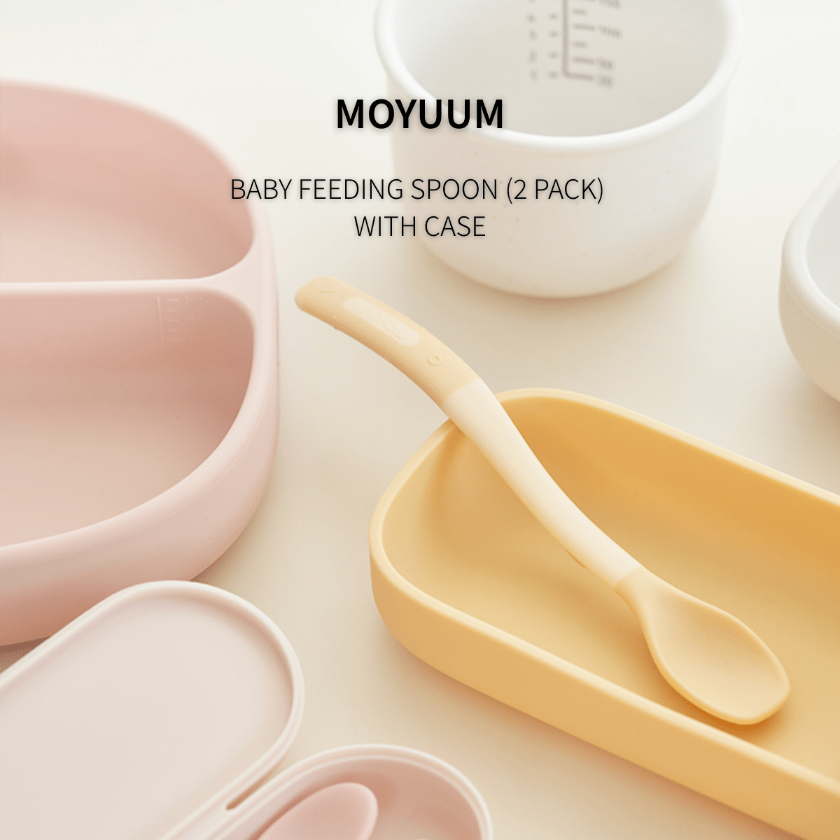 Moyuum Baby Feeding Spoon Set – 2 Pack with Case | Silicone Weaning Spoons - Mamarang