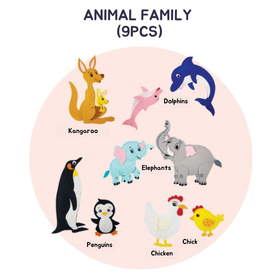 Magnetic Felt - Animal Family Set: Explore, Learn, and Grow - Mamarang